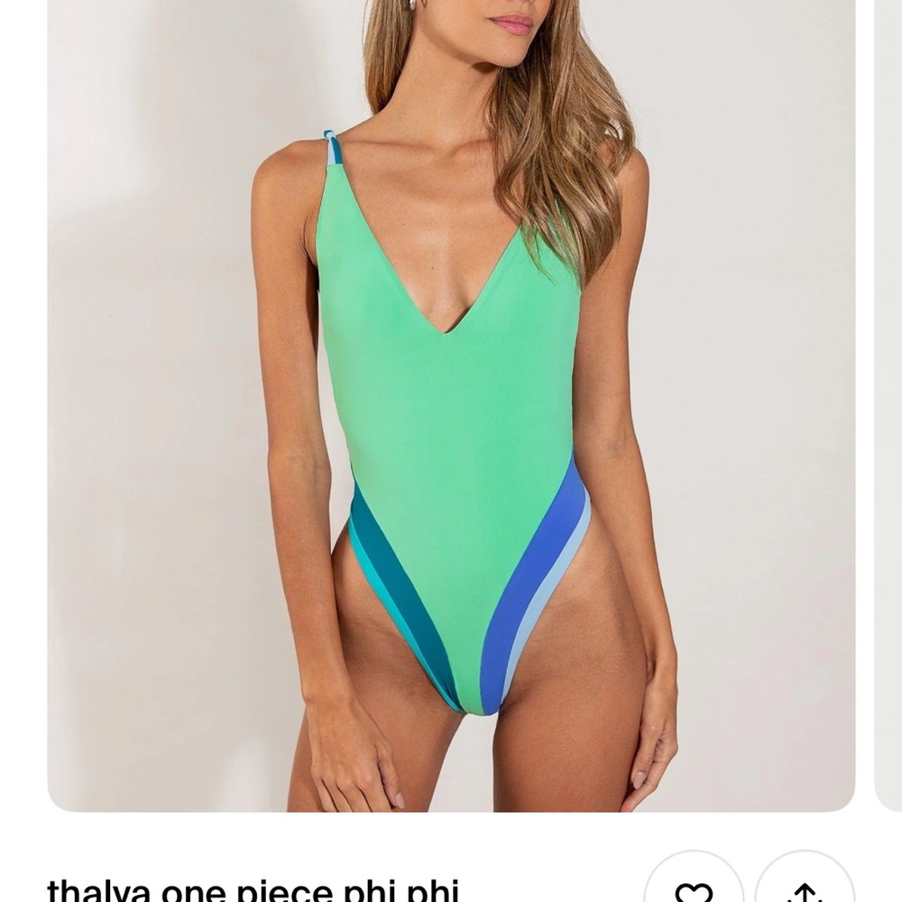 One One: Green and Blue One-Piece Swimsuit